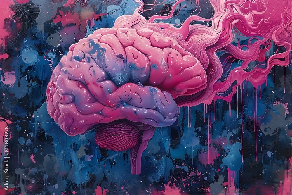 Poster Vibrant Neo Expressionist of the Human Brain s Complex Neural Pathways and Cognitive Functions