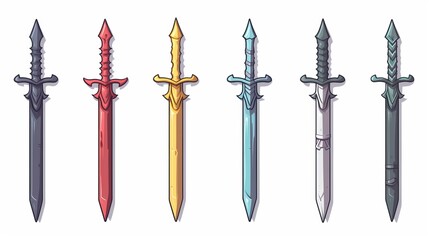 Sword knight weapon cartoon vector icon illustration weapon object icon concept isolated flat
