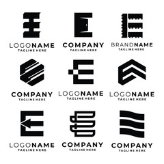 Set of E letter logo template vector