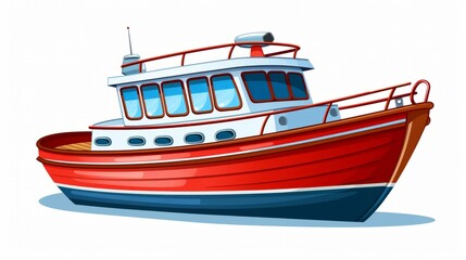 Boat cartoon vector icon illustration transportation object icon concept isolated premium vector 
