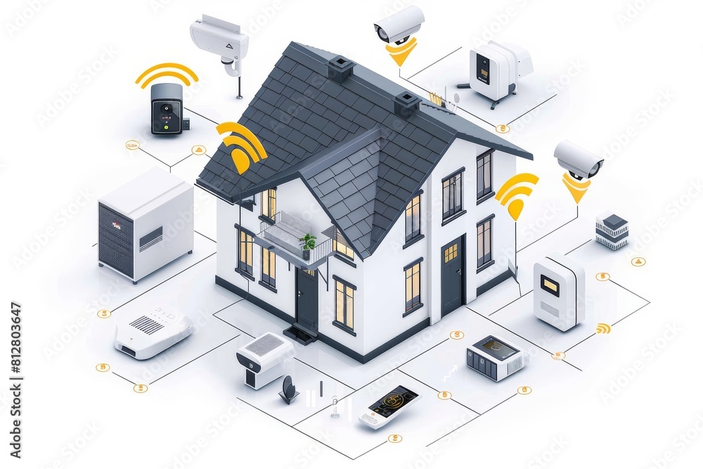 Poster two-way voice communication safeguards surveillance in smart homes, protecting private networking wi