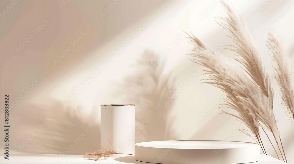 Fototapete podium for cosmetic product presentation abstract minimal geometrical form cylinder podium with dry 