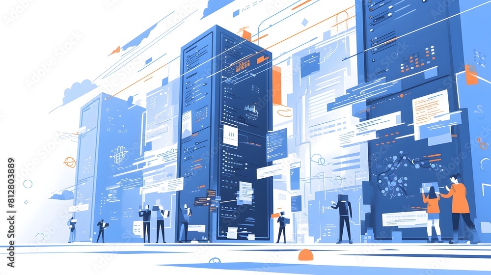 Poster futuristic of network and data server infrastructure
