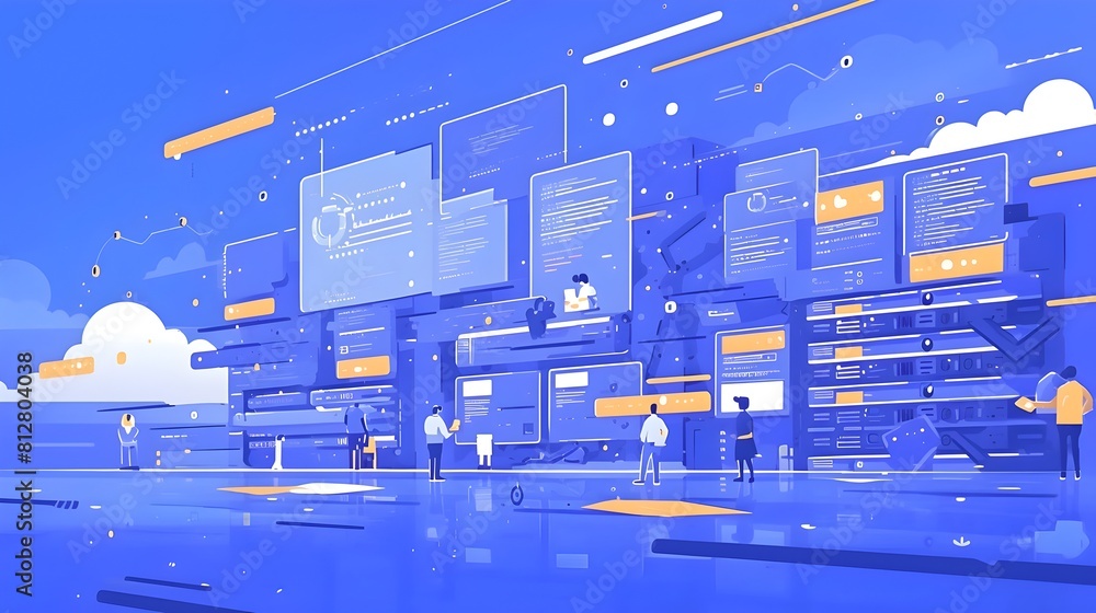 Leinwandbilder digital infrastructure and information data visualization in modern minimal flat