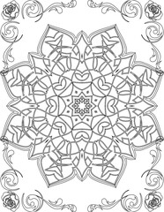 Printable Mandala Coloring Page for Adults. Educational Resources for School for Kids. Adults Coloring Book. Mandala Coloring Activity Worksheet.