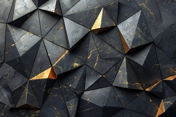 Immerse yourself in the lap of luxury with an abstract design featuring black and gold triangles creating