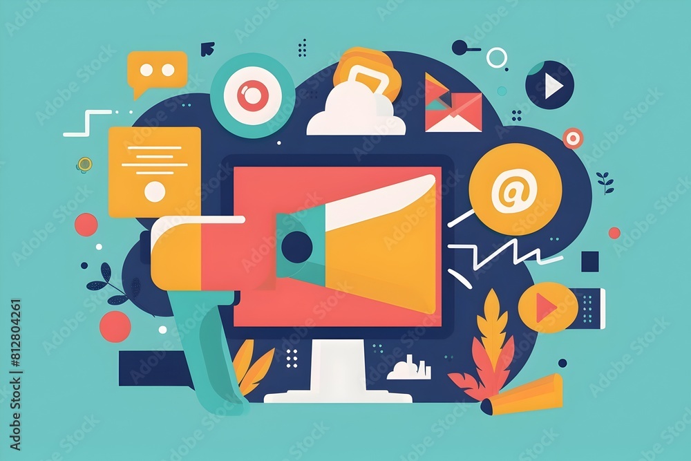Poster flat design for modern digital marketing and branding concepts