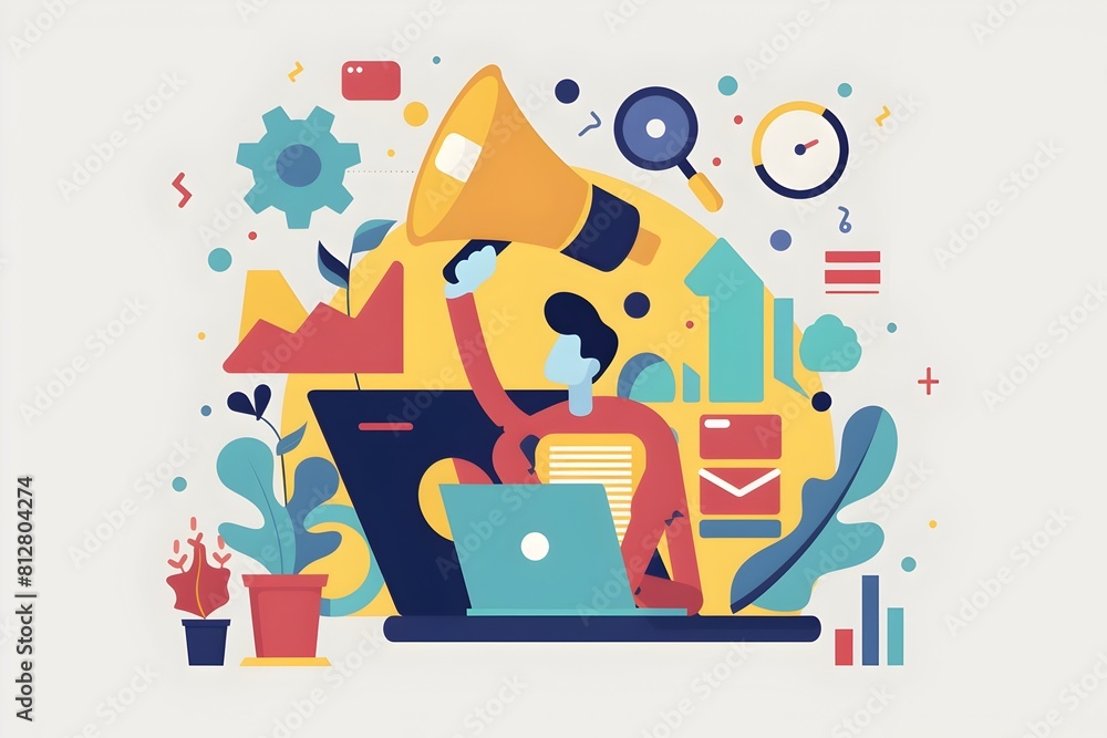 Poster vibrant and minimal flat design for marketing and digital content creation