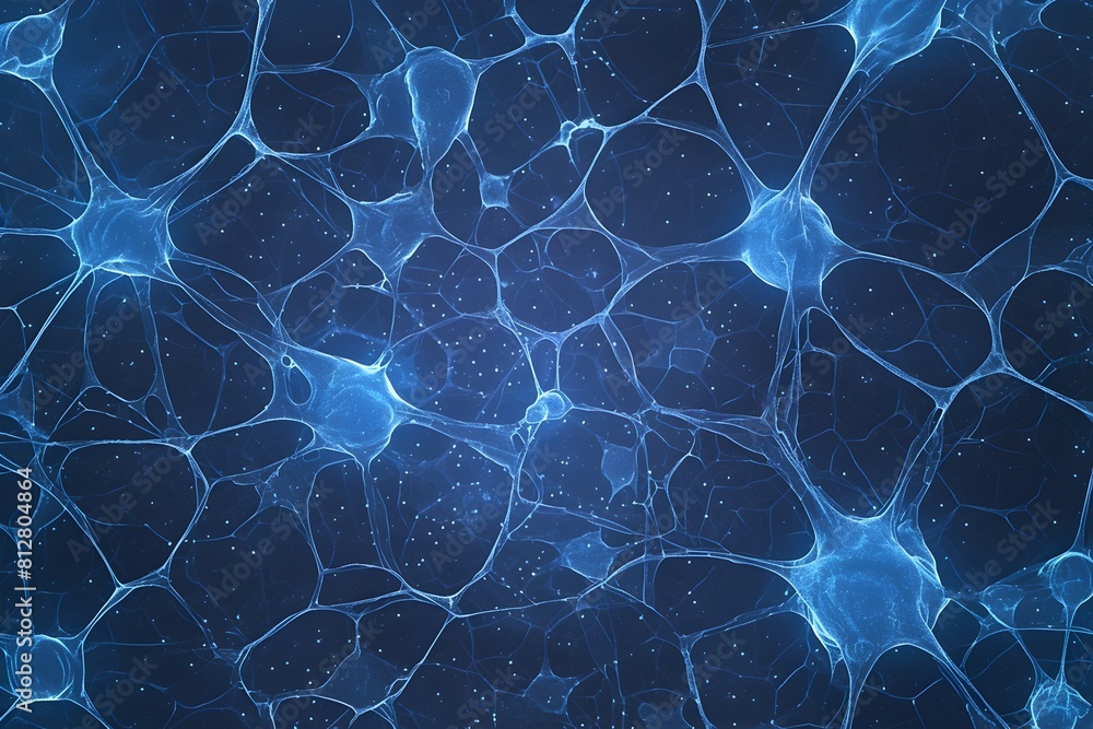 Poster intricate electron microscopic visualization of brain s neural network and cell structures in vibran