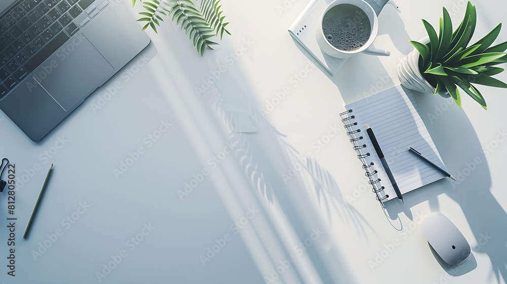 Poster modern eco friendly desktop with zero waste stationary comfortable working space sustainable life st