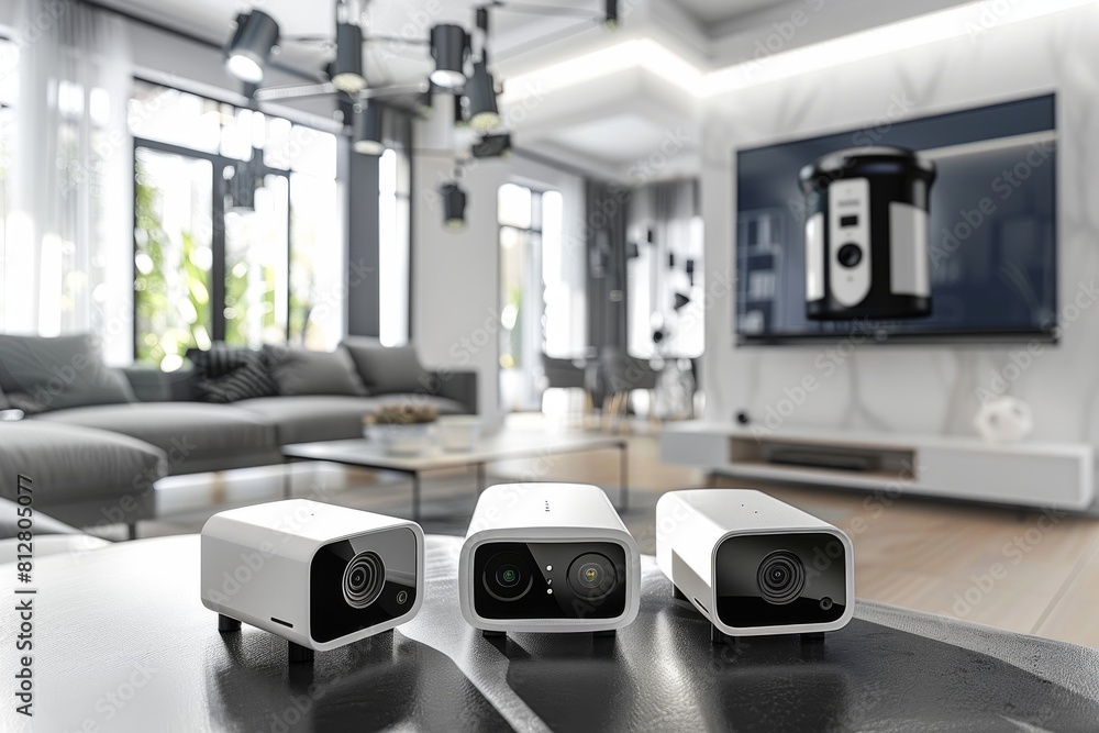 Poster watchful home monitoring with hazard alerts ensures vigilant security, integrating water detection s