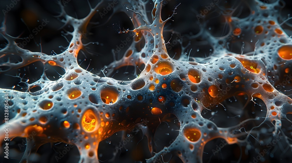 Fototapete intricate electron microscopy reveal the captivating structures of microorganisms in vivid color and