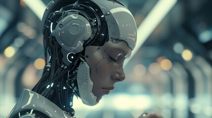 Fototapeta premium Beyond Binary: Exploring the Human-Machine Interface