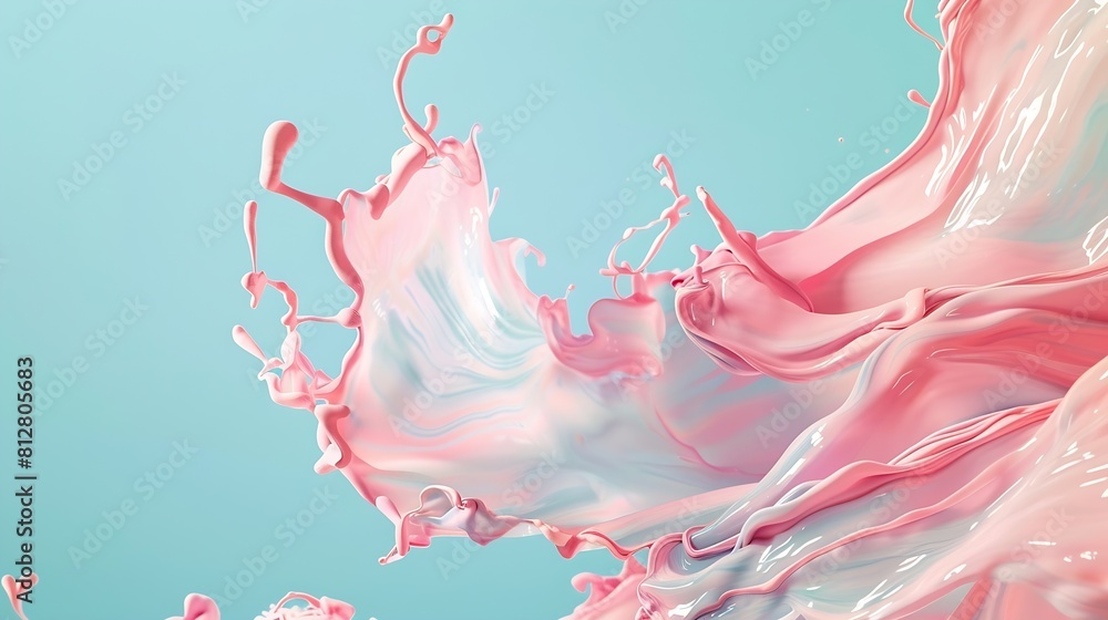 Poster abstract pastel pink color paint with pastel blue background fluid composition with copy space minim