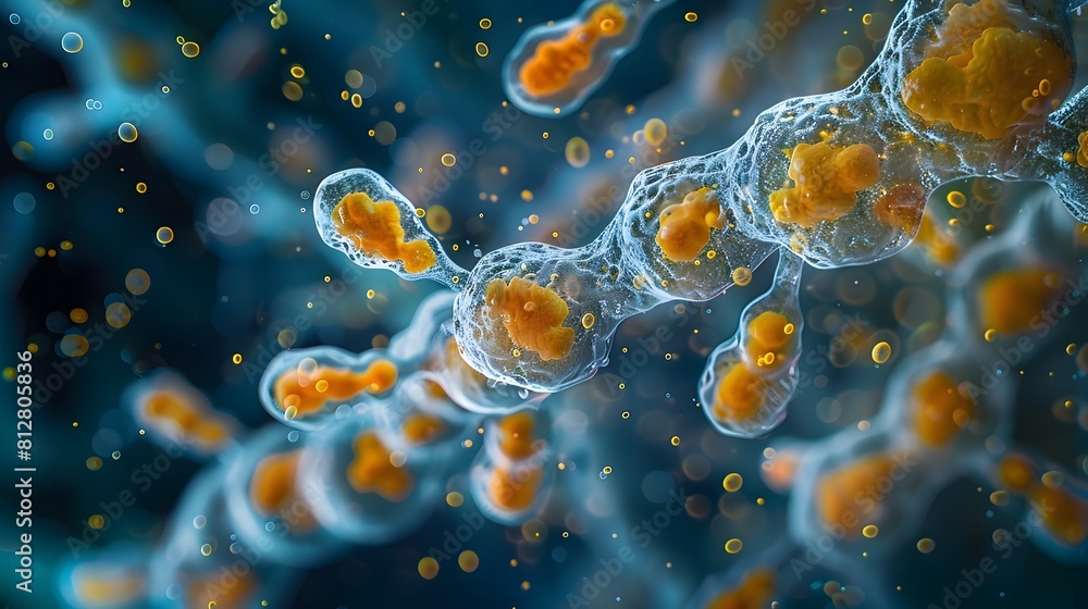Poster intricate microscopic structures of bacteria revealed in vibrant electron microscopy imagery
