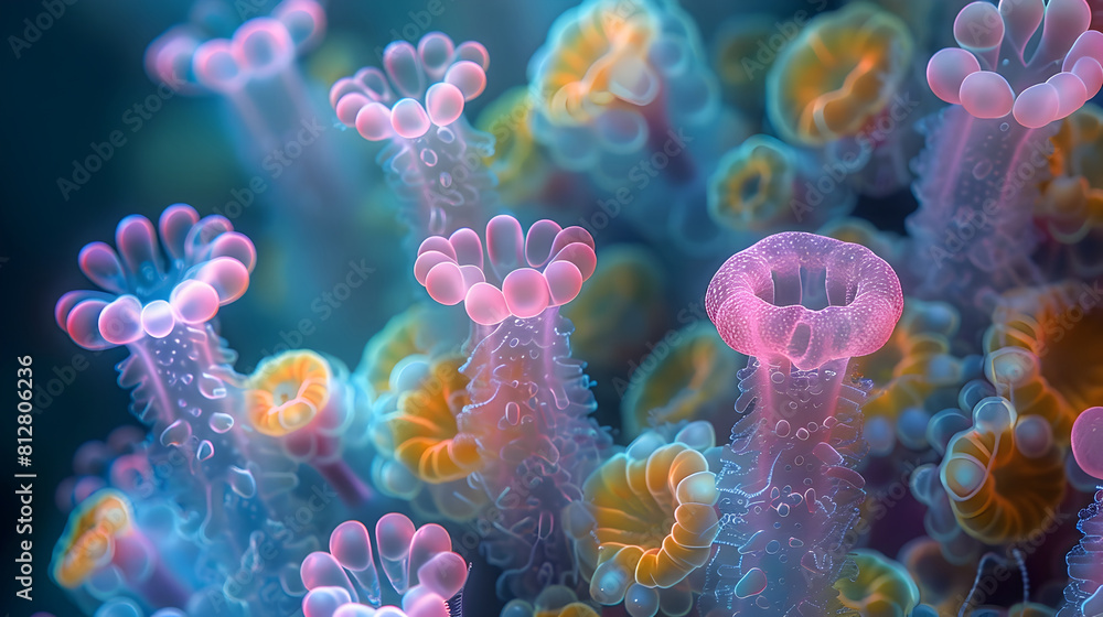 Poster captivating microscopic landscape of intricate pathogenic structures