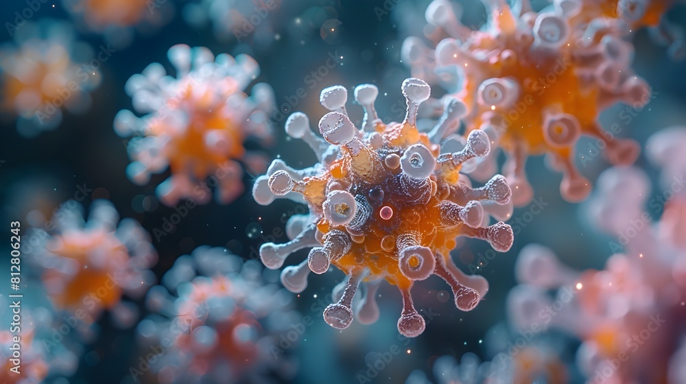 Poster intricate microscopic molecular structure of a viral pathogen in scientific laboratory setting
