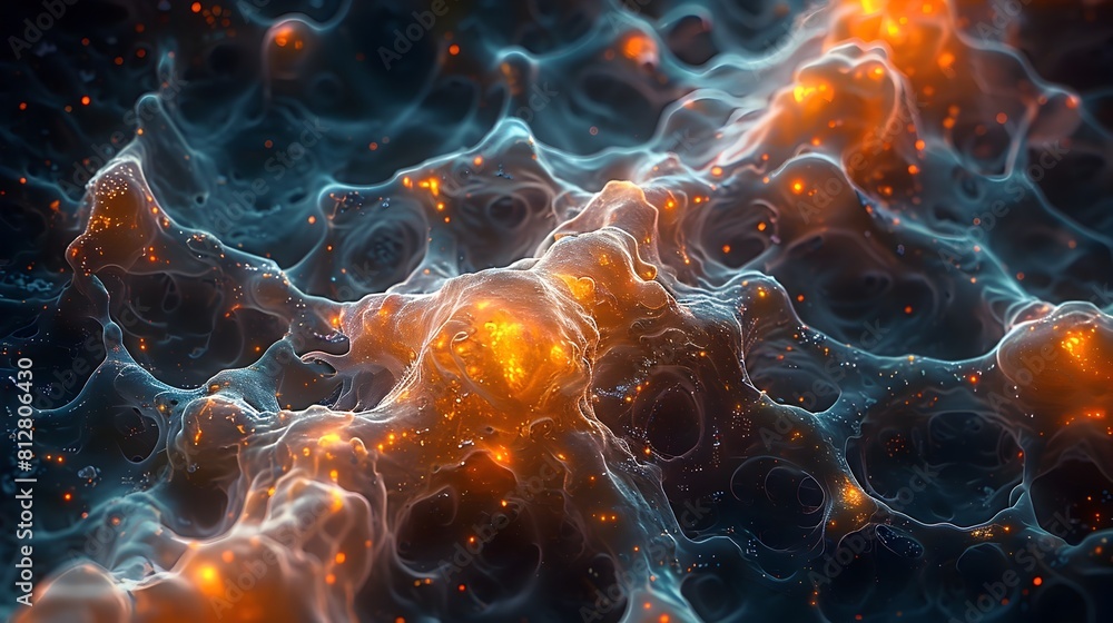 Poster captivating microscopic cellular landscape vibrant molecular structures in dynamic scientific imager