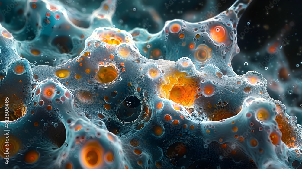 Poster extraordinary microscopic of cellular structures showcasing intricate patterns vibrant colors and ca