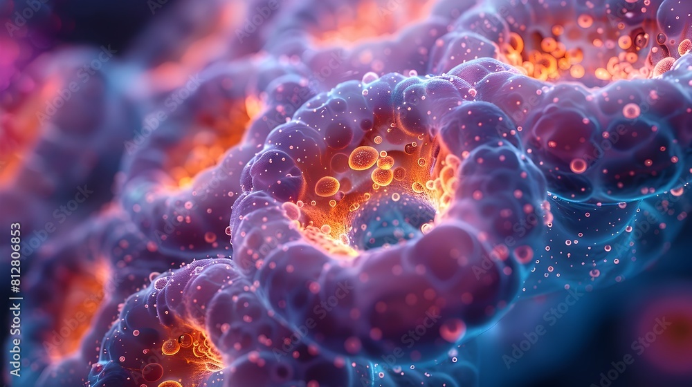 Leinwandbilder intricate microscopic patterns and structures of a colorful animal cell revealed through advanced el