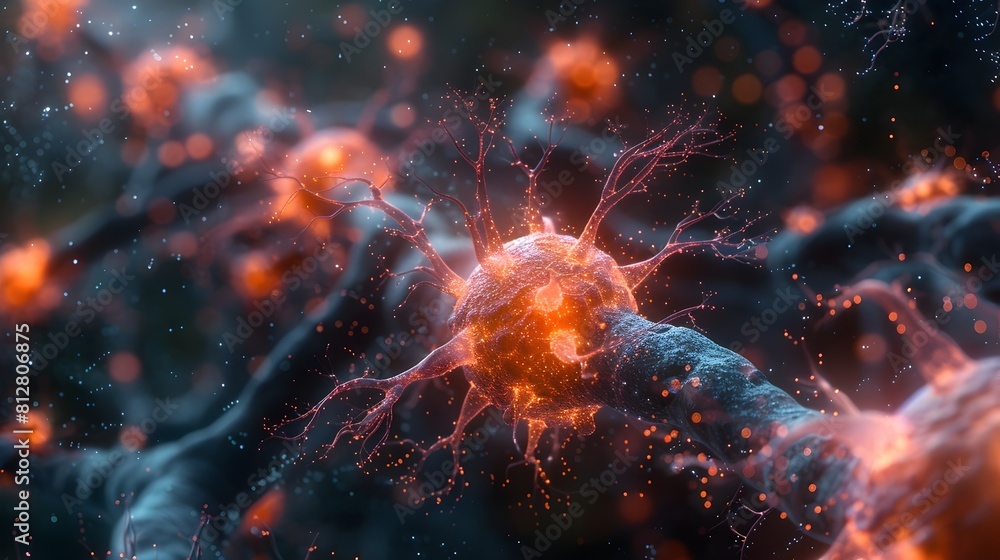 Aufkleber intricate microscopic visualization of cellular structures in vibrant scientific imagery