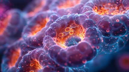 Intricate Microscopic Patterns and Structures of a Colorful Animal Cell Revealed Through Advanced Electron Microscopy Techniques