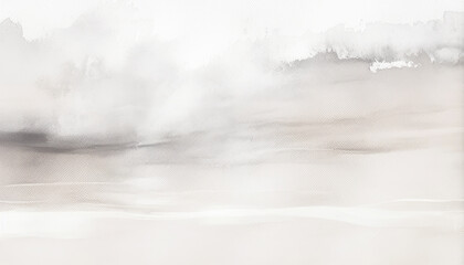 Fototapeta premium White watercolor paper with visible texture, and strokes of pastel colors. Contemporary art, painting in the style minimalist ink wash.