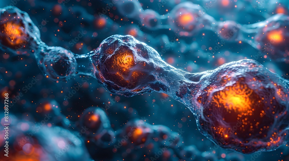 Poster captivating microscopic of cellular dna structures in vibrant hues