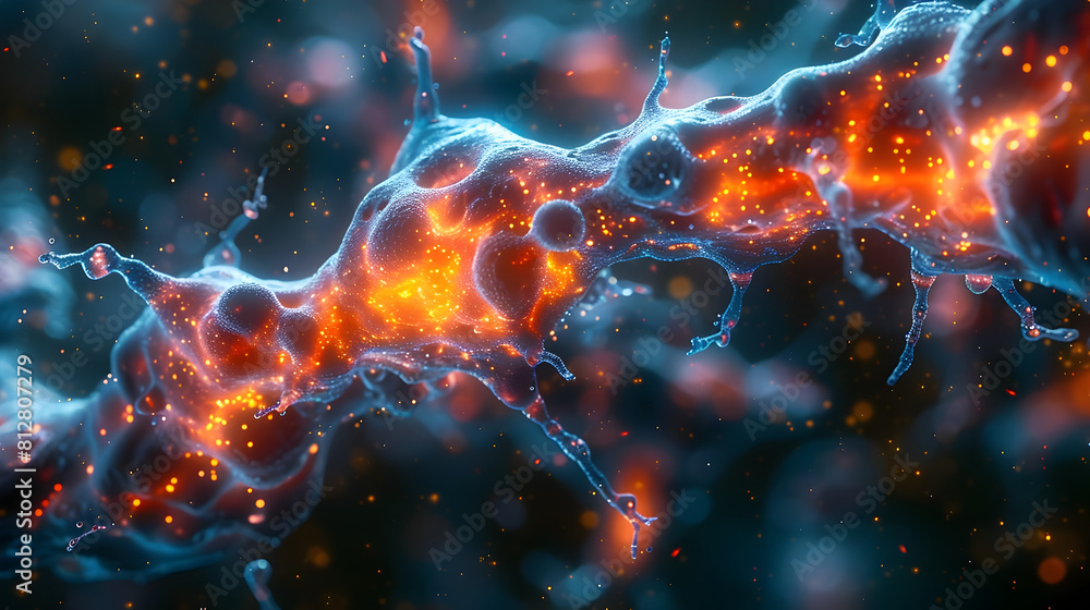 Poster Captivating Microscopic of Cellular DNA Structures Revealing Intricate Cosmic Like Patterns