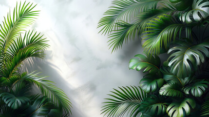Fototapeta na wymiar Realistic Palm Leaves and Shrubs on Transparent Background