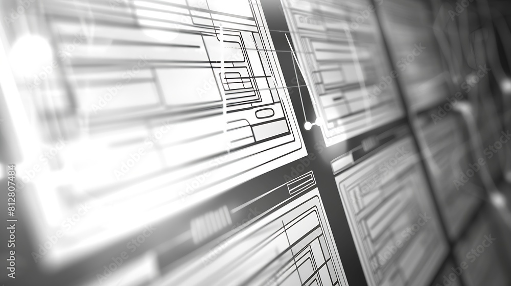 Poster BW Website Design Wireframe Examples Of Web And Mobile Wireframe Sketches Printable : Generative AI