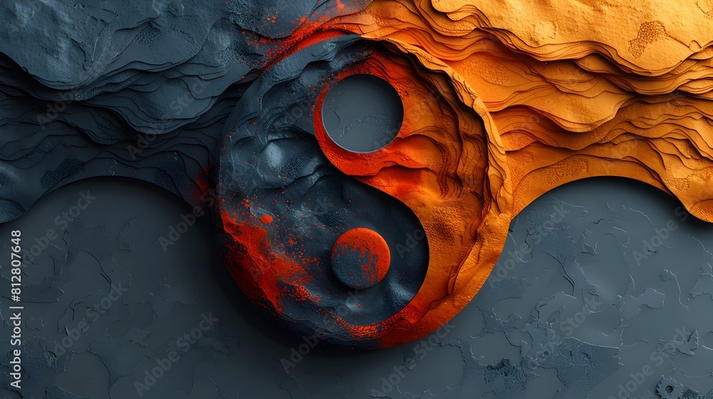 Aufkleber ethereal yin yang celestial harmony abstract fluid art design background