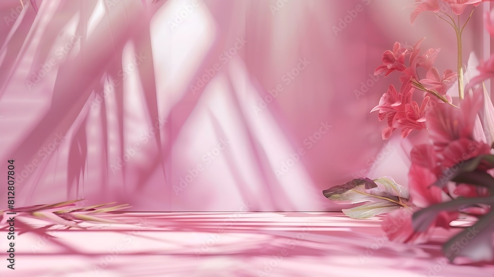 Poster abstract gradient pink studio background for product presentation empty room with shadows of window 