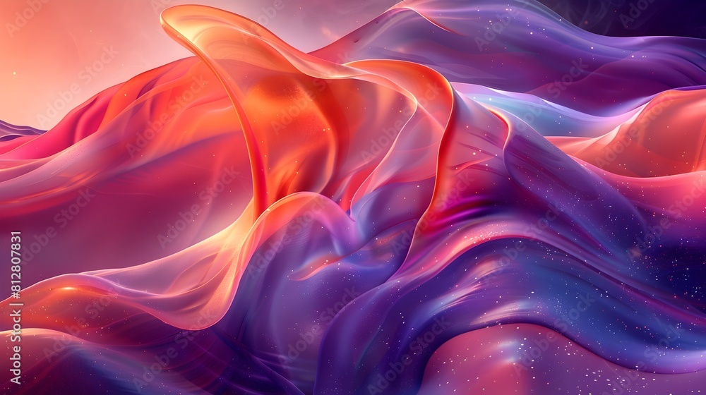 Leinwandbilder swirling iridescent shapes and fluid undulating lines in a vibrant otherworldly abstract composition