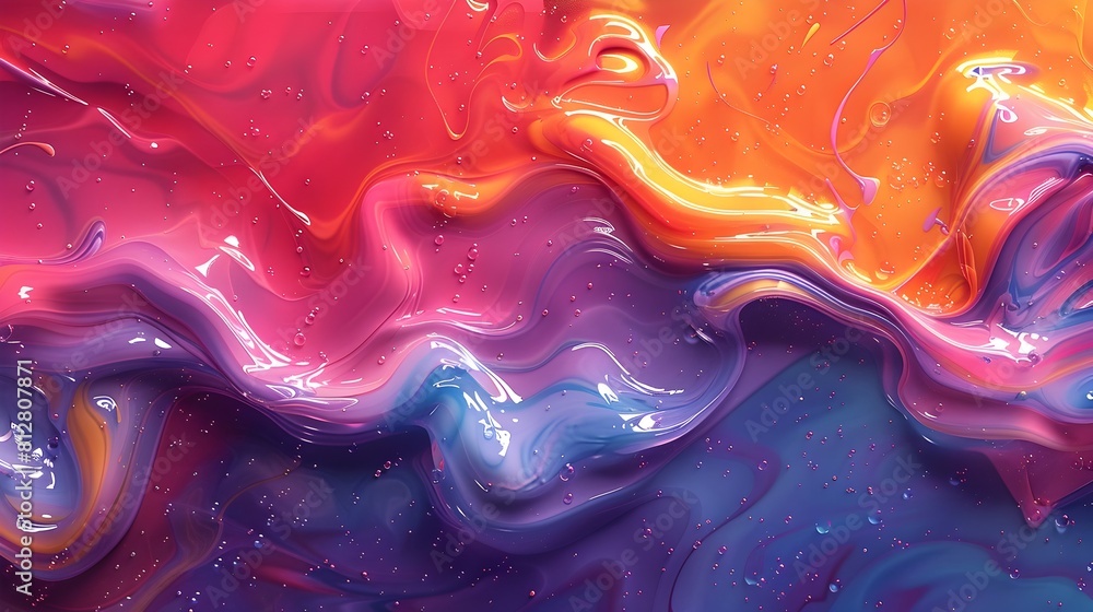 Aufkleber vibrant and fluid iridescent shapes in a mesmerizing psychedelic digital art composition
