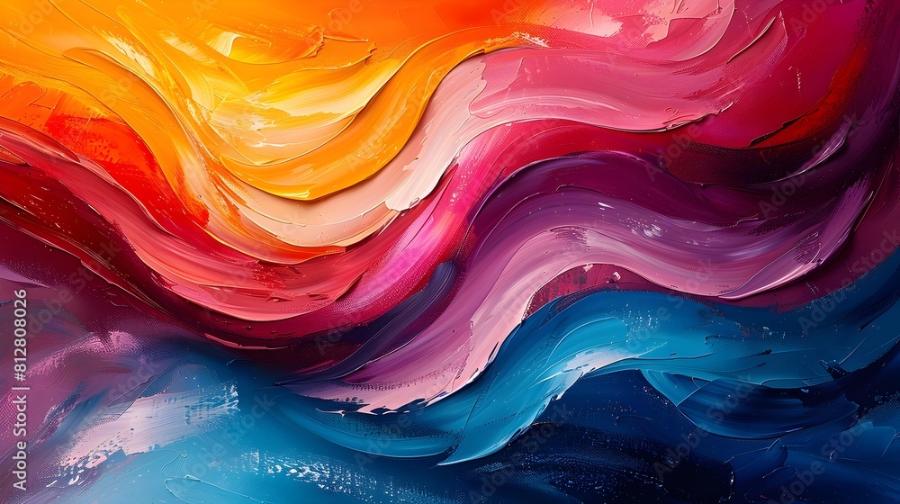 Poster Vibrant Abstract Swirling Shapes and Dynamic Intersecting Lines in Acrylic Paint Evoking a Sense of Motion and Energy in Contemporary Abstract Style