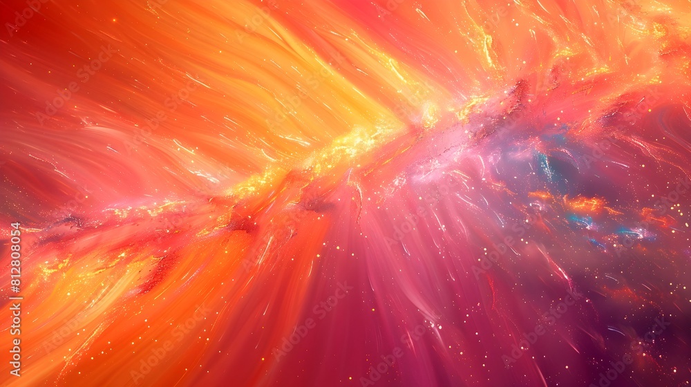 Aufkleber Vibrant and Explosive Abstract Digital Art with Dynamic Multicolored Bursts and Kinetic Energy