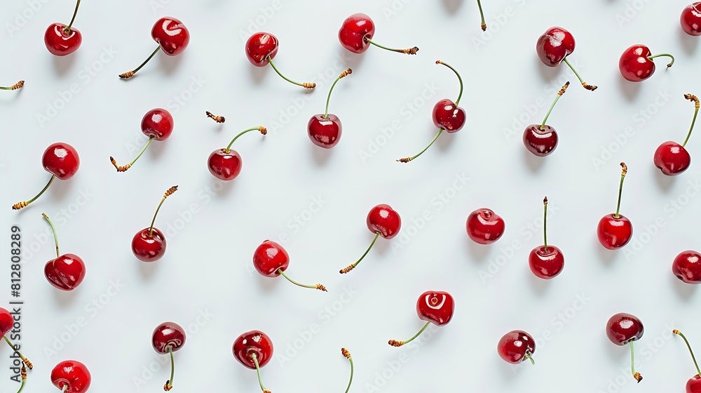 Aufkleber Creative layout made of cherry on the white background Flat lay Macro concept : Generative AI