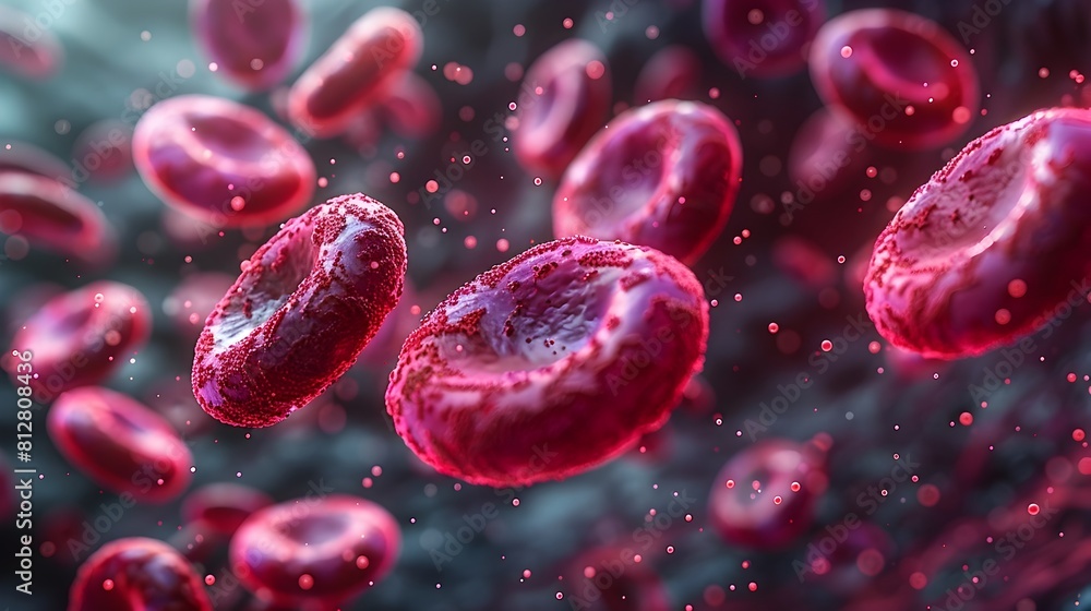 Poster vibrant microscopic view of intricate blood cell structures and genetic patterns
