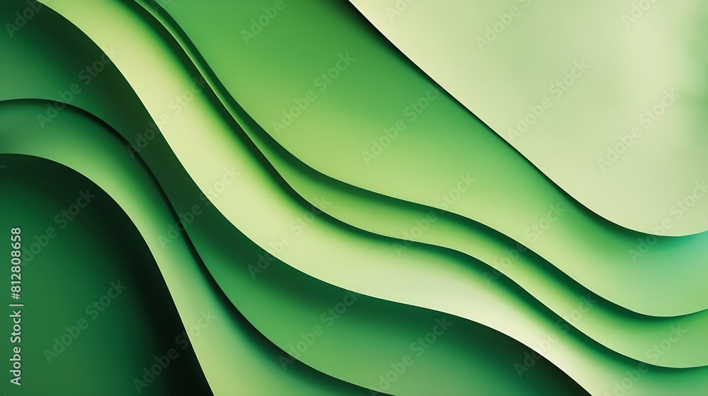 Poster Abstract green color paper texture background Minimal paper cut style composition with layers of geometric shapes and lines in green tone shades Top view : Generative AI