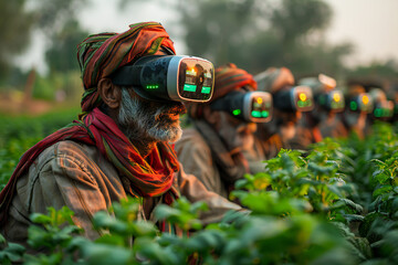Indian Farmers Wearing VR Glasses