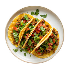 Tacos in plate on transparent background