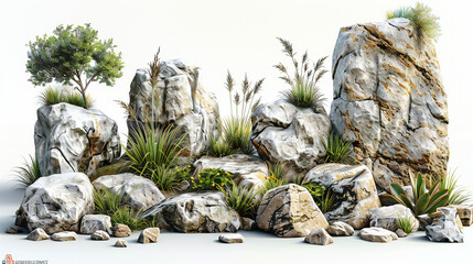 Rock and Grass Landscape Compositions