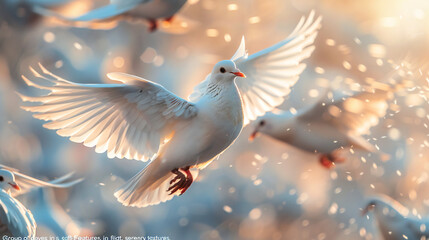 Obraz premium Doves Flying in the Sky