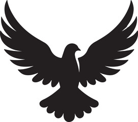 Flying Dove silhouette Pigeon black icon on white background