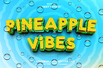 Pineapple Vibes 3d text style effect template editable