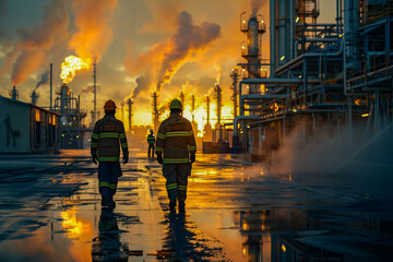 Factory workers go to work shift, teamwork drives production forward, exemplifying industry collaboration.