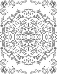 Printable Mandala Coloring Page for Adults. Educational Resources for School for Kids. Adults Coloring Book. Mandala Coloring Activity Worksheet.