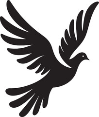 Flying Dove silhouette Pigeon black icon on white background