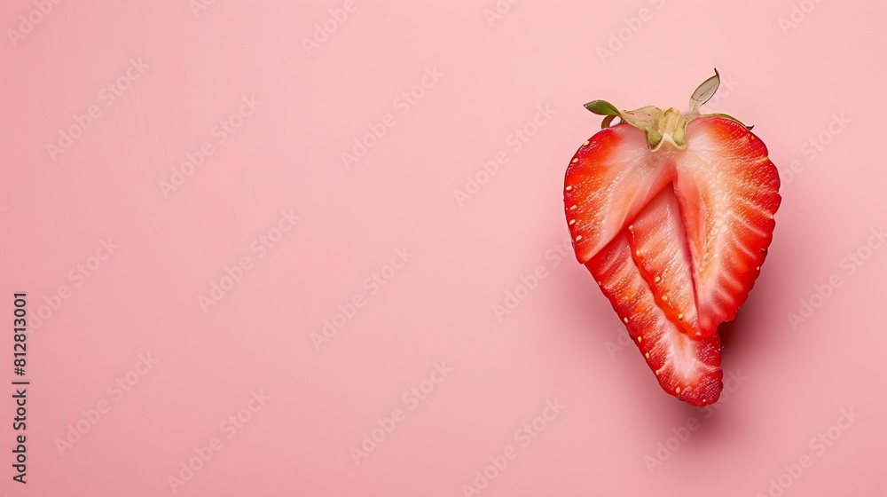 Poster creative layout made of sliced strawberry against pastel pink background copy space creative summer 